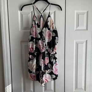 Flora Nikrooz Black and Pink Floral Romper